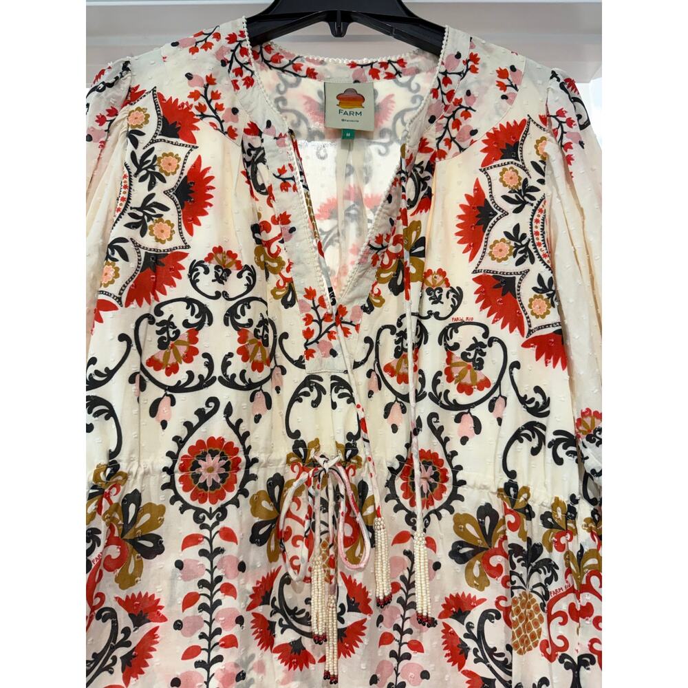 Farm Rio Cream Cashew Mandala Mini Dress, Small - Picture 4 of 5